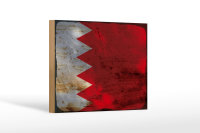 Holzschild Flagge Bahrains 18x12cm Flag of Bahrain Rost