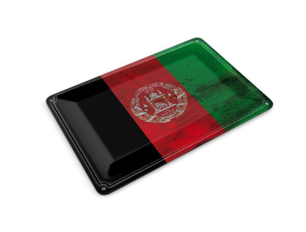 Blechpostkarte Flagge Afghanistan 14x10 cm Afghanistan Rost Deko Schild