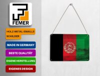 Blechpostkarte Flagge Afghanistan 14x10 cm Afghanistan Rost Deko Schild