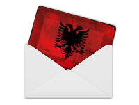 Blechpostkarte Flagge Albanien 14x10 cm Flag Albania Rost Deko Schild