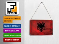 Blechpostkarte Flagge Albanien 14x10 cm Flag Albania Rost Deko Schild