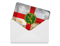 Blechpostkarte Flagge Alderney 14x10 cm Flag Alderney Rost Deko Schild