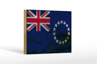 Holzschild Flagge Cookinseln 18x12cm Cook Islands Rost