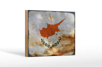 Holzschild Flagge Zypern 18x12cm Flag of Cyprus Rost