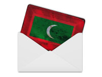 Blechpostkarte Flagge Malediven 14x10 cm Flag Maldives Rost Deko Schild