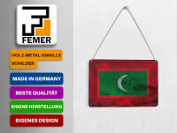 Blechpostkarte Flagge Malediven 14x10 cm Flag Maldives Rost Deko Schild