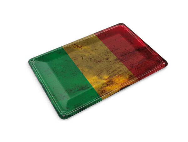 Blechpostkarte Flagge Mali 14x10 cm Flag of Mali Rost Deko Schild
