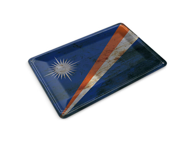 Blechpostkarte Flagge Marshallinseln 14x10 cm Flag Rost Deko Schild