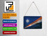 Blechpostkarte Flagge Marshallinseln 14x10 cm Flag Rost Deko Schild