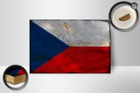 Holzschild Flagge Tschechien 18x12cm Czech Republic Rost