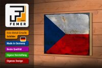 Holzschild Flagge Tschechien 18x12cm Czech Republic Rost