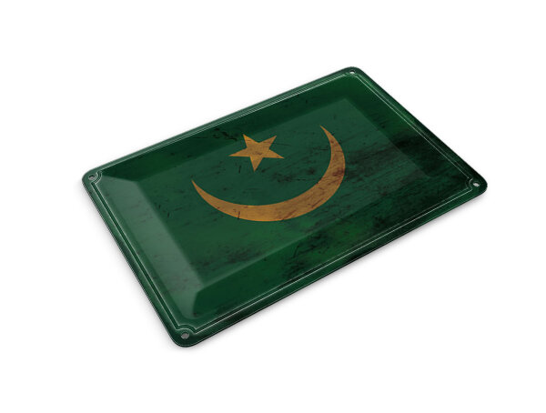 Blechpostkarte Flagge Mauretanien 14x10cm Flag Mauritania Rost Deko Schild