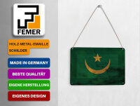Blechpostkarte Flagge Mauretanien 14x10cm Flag Mauritania Rost Deko Schild