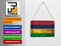 Blechpostkarte Flagge Mauritius 14x10 cm Flag Mauritius Rost Deko Schild