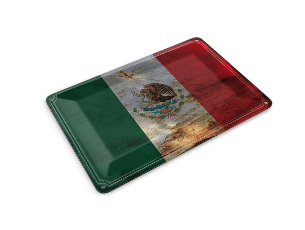 Blechpostkarte Flagge Mexiko 14x10 cm Flag of Mexico Rost Deko Schild