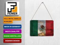 Blechpostkarte Flagge Mexiko 14x10 cm Flag of Mexico Rost Deko Schild