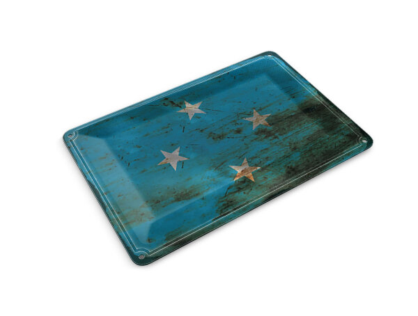 Blechpostkarte Flagge Mikronesien 14x10 cm Micronesia Rost Deko Schild