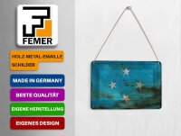 Blechpostkarte Flagge Mikronesien 14x10 cm Micronesia Rost Deko Schild
