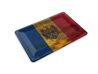 Blechpostkarte Flagge Moldau 14x10 cm Flag of Moldova Rost Deko Schild