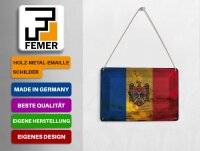 Blechpostkarte Flagge Moldau 14x10 cm Flag of Moldova Rost Deko Schild