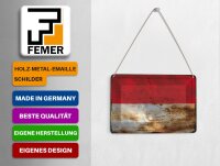 Blechpostkarte Flagge Monaco 14x10 cm Flag of Monaco Rost Deko Schild