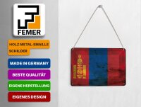 Blechpostkarte Flagge Mongolei 14x10 cm Flag of Mongolia Rost Deko Schild