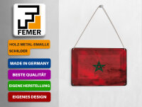 Blechpostkarte Flagge Marokko 14x10 cm Flag of Morocco Rost Deko Schild