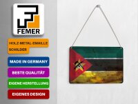 Blechpostkarte Flagge Mosambik 14x10 cm Flag Mozambique Rost Deko Schild