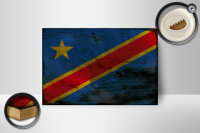 Holzschild Flagge DR Kongo 18x12cm democratic Congo Rost