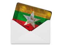 Blechpostkarte Flagge Myanmar 14x10 cm Flag of Myanmar Rost Deko Schild
