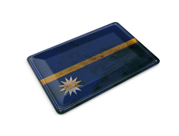 Blechpostkarte Flagge Nauru 14x10 cm Flag of Nauru Rost Deko Schild