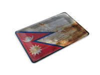 Blechpostkarte Flagge Nepal 14x10 cm Flag of Nepal Rost Deko Schild