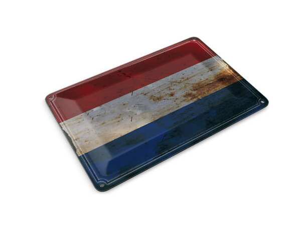 Blechpostkarte Flagge Niederlande 14x10 cm Netherlands Rost Deko Schild