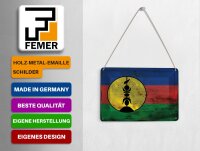 Blechpostkarte Flagge Neukaledonien 14x10 cm Flag Rost Deko Schild