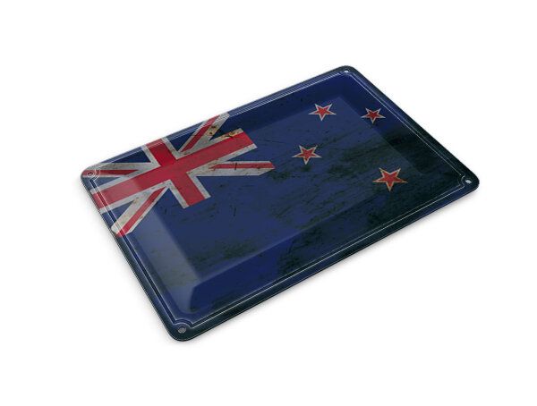 Blechpostkarte Flagge Neuseeland 14x10 cm New Zealand Rost Deko Schild