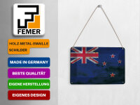 Blechpostkarte Flagge Neuseeland 14x10 cm New Zealand Rost Deko Schild