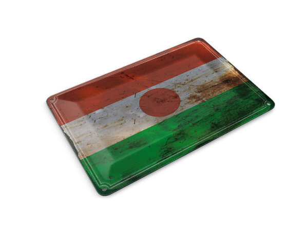 Blechpostkarte Flagge Niger 14x10 cm Flag of Niger Rost Deko Schild