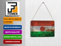 Blechpostkarte Flagge Niger 14x10 cm Flag of Niger Rost Deko Schild