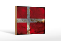 Holzschild Flagge Dänemark 18x12cm Flag of Denmark Rost