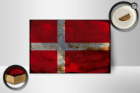 Holzschild Flagge Dänemark 18x12cm Flag of Denmark Rost