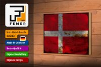 Holzschild Flagge Dänemark 18x12cm Flag of Denmark Rost