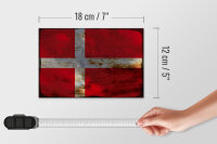 Holzschild Flagge Dänemark 18x12cm Flag of Denmark Rost