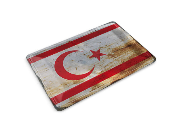 Blechpostkarte Flagge Nordzypern 14x10 cm Flag Rost Deko Schild