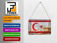 Blechpostkarte Flagge Nordzypern 14x10 cm Flag Rost Deko Schild