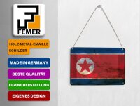 Blechpostkarte Flagge Nordkorea 14x10 cm North Korea Rost Deko Schild