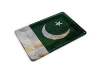 Blechpostkarte Flagge Pakistan 14x10 cm Flag of Pakistan Rost Deko Schild