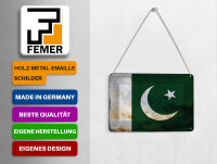 Blechpostkarte Flagge Pakistan 14x10 cm Flag of Pakistan Rost Deko Schild