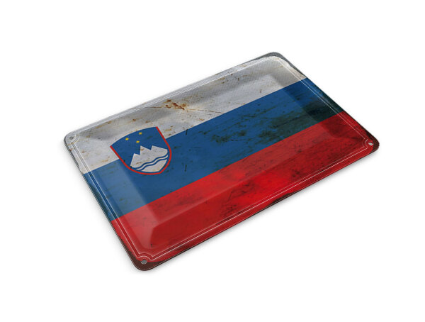 Blechpostkarte Flagge Slowenien 14x10 cm Flag Slovenia Rost Deko Schild
