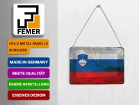 Blechpostkarte Flagge Slowenien 14x10 cm Flag Slovenia Rost Deko Schild