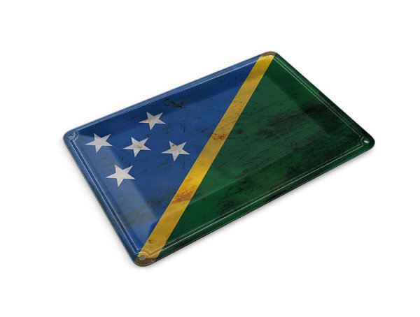 Blechpostkarte Flagge Salomonen 14x10 cm Solomon Islands Rost Deko Schild